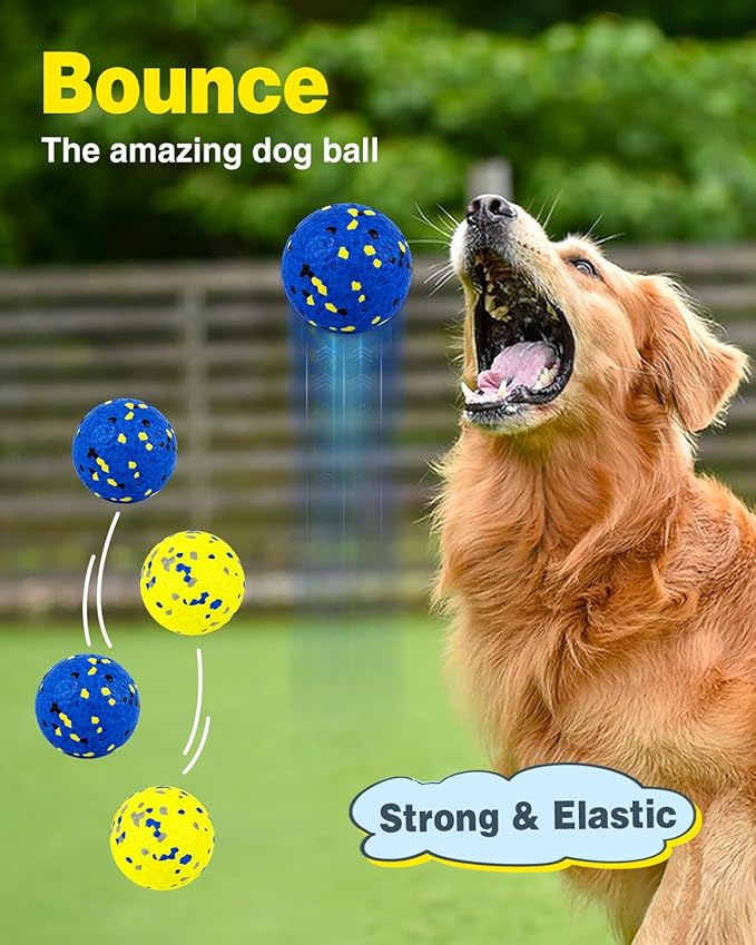 Dog Balls Tennis Ball Toys 4Pack 3''Dog Toys for Aggressive Chewers Indestructible Durable Teething Chew Bouncy Safe Balls Dogs Floating for Water Toy Fetch Pet Ball for Large Medium Dogs