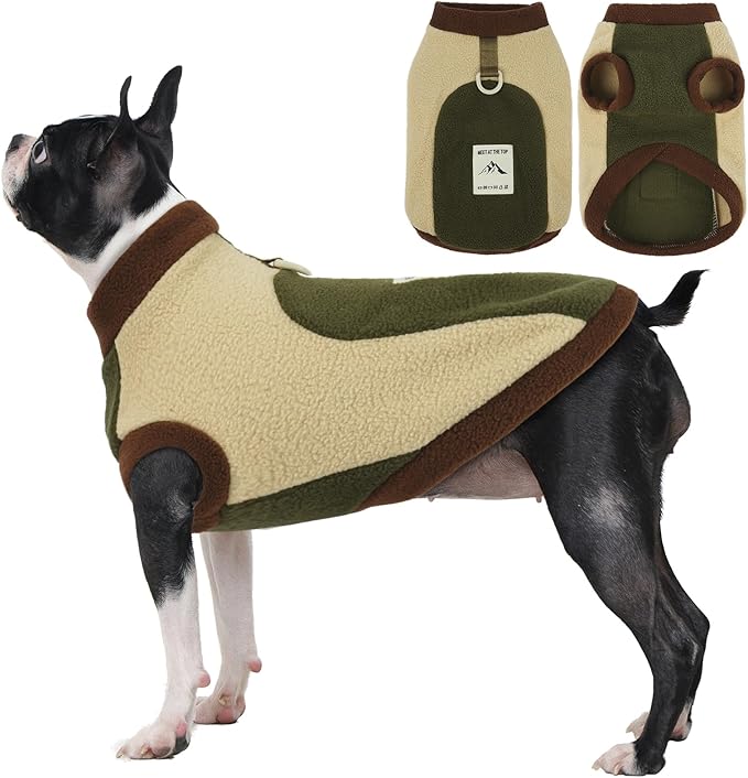 XL Dog Fleece Sweater Vest for Winter Fall Spring,Warm & Soft, Dog Cold Weather Coat for Medium Breeds, Stretchy Pullover Coats for French Bulldog,Machine Washable,Army Green,Size XL