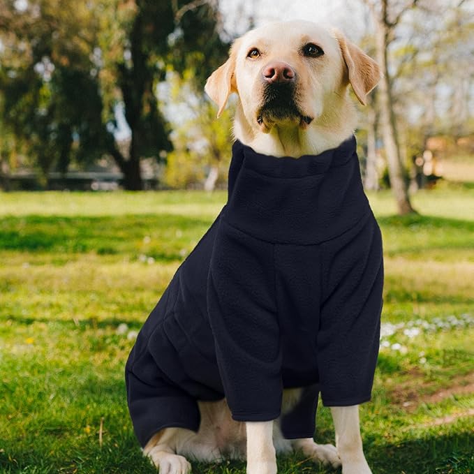 ROZKITCH Warm Dog Pajamas, Pet Windproof Warm Cold Weather Jacket Vest Cozy Jumpsuit Apparel Outfit Clothes for Large Giant Dog Walking Hiking Sleep Blue 3XL