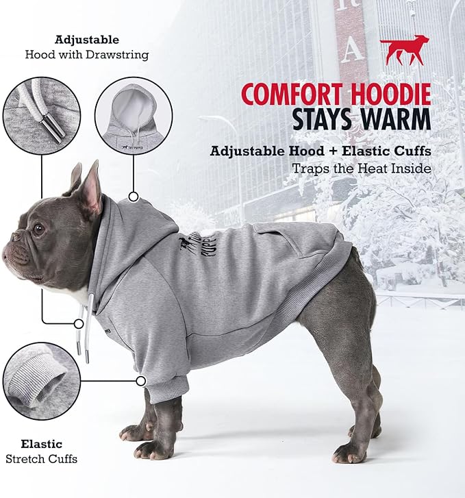 Tuff Pupper Dog Hoodie | Premium Quality 100% Organic Cotton | Ultra Soft Interior for Superior Comfort | Elastic Cuffs & Drawstring for Warmth | Stretch Fit Suitable for All Breeds (Gray, 3XL)