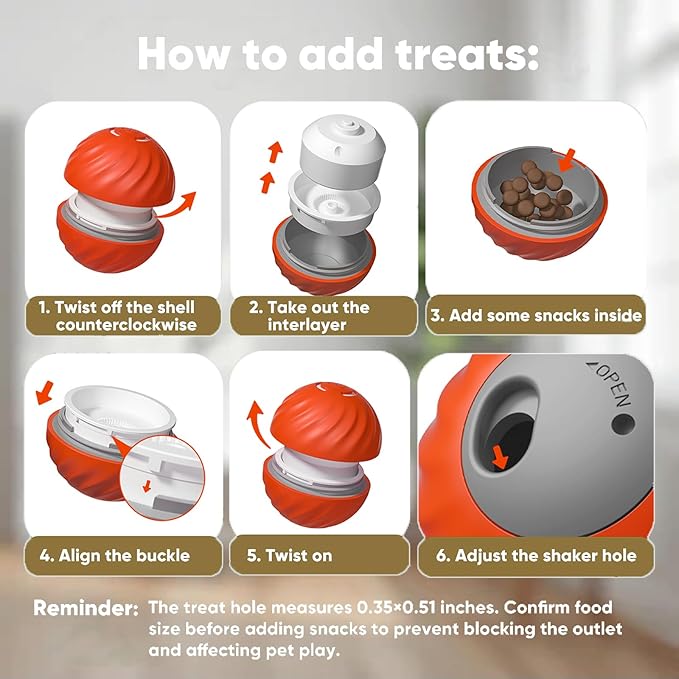 Zoomie 2.0 Buddy – Interactive Dog Toys Ball，Dog Treat Toys and Toys for Aggressive chewers to Keep Them Busy Automatic Rolling BallToy Puppy Puzzle Feeder Dog Toy with Treats Inside,USB Rechargeable