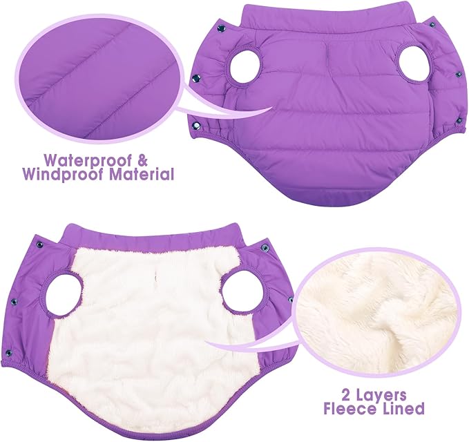 ASENKU Dog Winter Coat - Waterproof Windproof Dog Jacket, Warm Snowproof Doggie Puffer Vest for Cold Weather, Lightweight Snow Coats for Small Medium Large Dogs(Purple, XS)