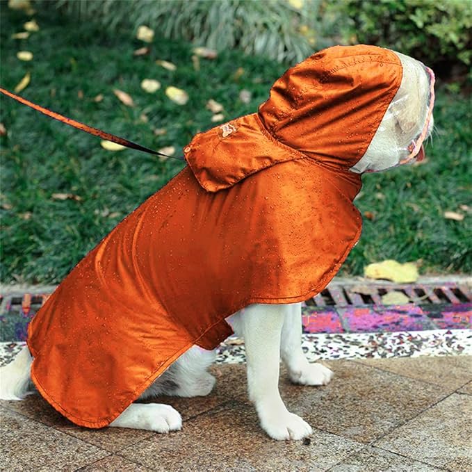 Pet Raincoat Packable Hooded Dog Rain Jacket Reflective Strips Lightweight Adjustable Poncho for Small Medium Large Dogs Orange, XS (Back:11 Inches)