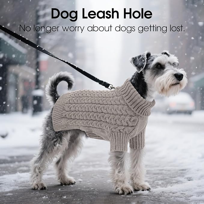 SAWMONG Dog Sweater, Dog Sweaters for Small Dogs Girls Boys, Pullover Turtleneck Knitted Doggy Sweatshirt, Cold Weather Pet Clothes（Grey, Small