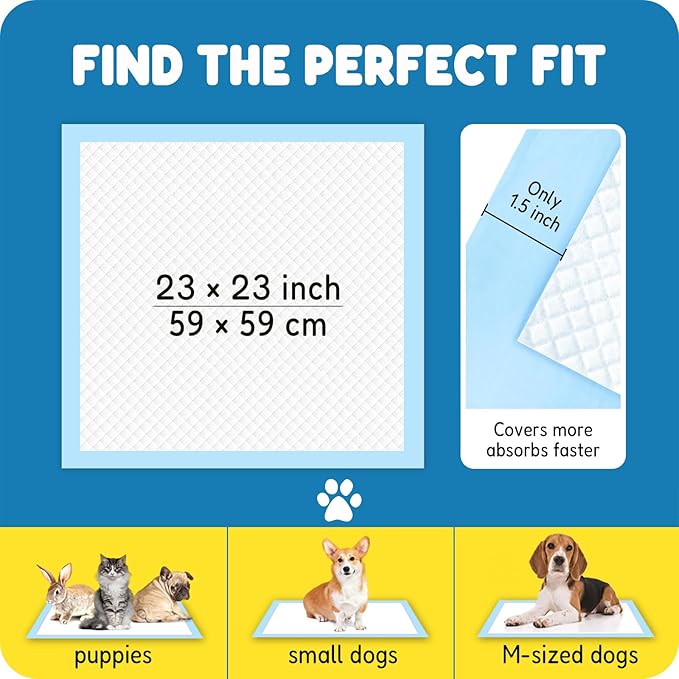 MoMoCo Puppy Pads, 23"x23"-100 Count Dog Pads, Super Absorbent Extra Large Disposable Dogs Training Pads , Leak-Proof, Quick-Drying Dogs Potty Pads for Doggies Puppies