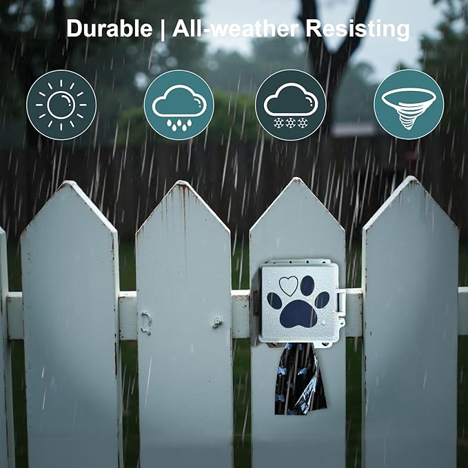 Dog Poop Bag Dispenser Wall Mounted Pet Waste Bags Holder With Hooks And 2 Rolls, Mini All-Weather Doggie Bag Dispenser For Home Inside Or Outside(1 mini dispenser)