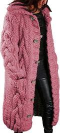 LOAIHA Women Chunky Cable Knit Long Sleeve Cardigan Fall Winter Trendy Oversized Button Down Sweaters Outerwear with Pocket