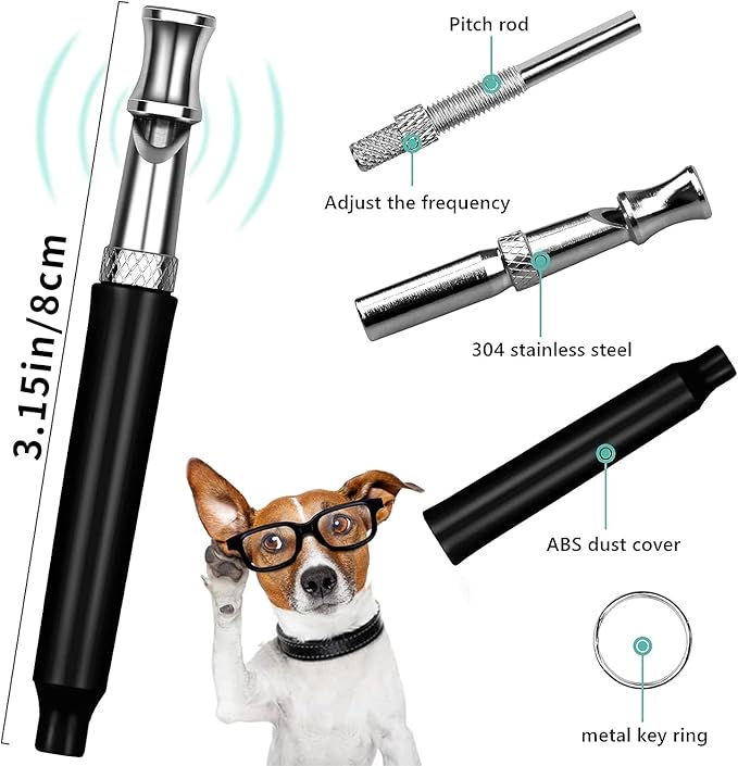 Dog Whistle,Dog Whistle to Stop Barking Neighbors Dog,Adjustable Ultrasonic Silent Dog Training Whistles(Black)