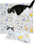 Cat Grooming Wrap for Cutting Nails, 27.6" Anti-Escape Calming Cat Swaddle Wrap for Medicine, Nail Clipping, Teeth Brushing, Ear Cleaning, Self-Adherent Burrito Restraint, (CatLand, L)