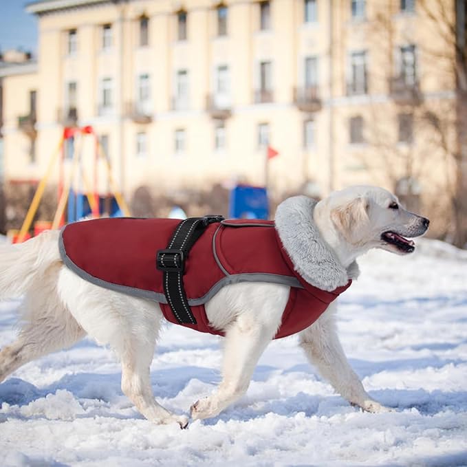 Lelepet Warm Dog Winter Coat Reflective Dog Jacket Fleece Vest Waterproof Windproof Cold Weather Coats with Adjustable Buckle Turtleneck Snowsuit for Small Medium Large Dogs,Rottweiler,Great Dane,XXXL