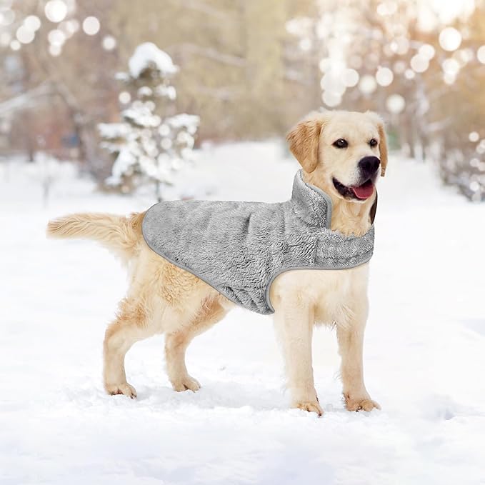 Malier Dog Winter Coat, Reversible Fleece Dog Cold Weather Coats, Windproof Warm Snow Puppy Jacket Vest Pet Clothes for Small Medium Large Dogs (Gray, XXX-Large)