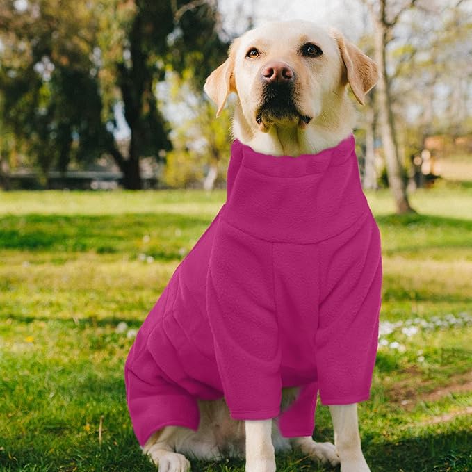 ROZKITCH Great Dane Sweater, Pet Windproof Warm Cold Weather Jacket Vest Cozy Jumpsuit Apparel Outfit Clothes for Large Giant Dog Walking Hiking Sleep Pink 4XL