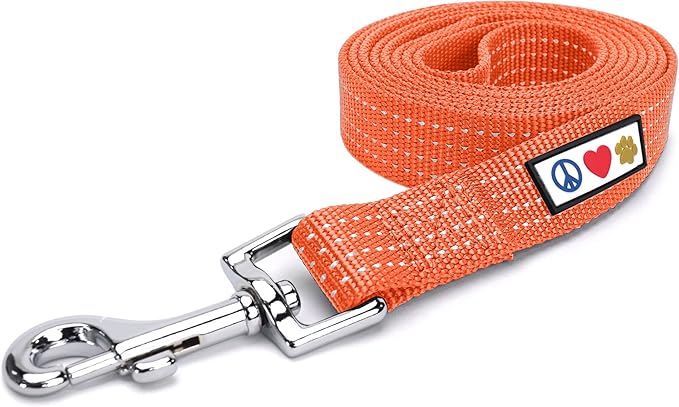 Pawtitas Pet / Puppy 6 - feet Reflective Dog Leash Medium / Large 1 Inch Orange Matching Collar and Harness sold separately.