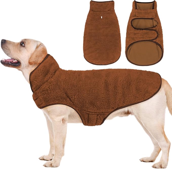 Malier Dog Winter Coat, Reversible Fleece Dog Cold Weather Coats, Windproof Warm Snow Puppy Jacket Vest Pet Clothes for Small Medium Large Dogs (Brown, Medium)