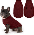 PUPTECK Dog Sweater, Turtleneck Warm Knitted Pullover Coat, Thick Cable Knitwear Clothes in Winter, Pet Apparel Outfits for Small Medium Dogs, for Cold Weather Indoor & Outdoor, Deep Red SM