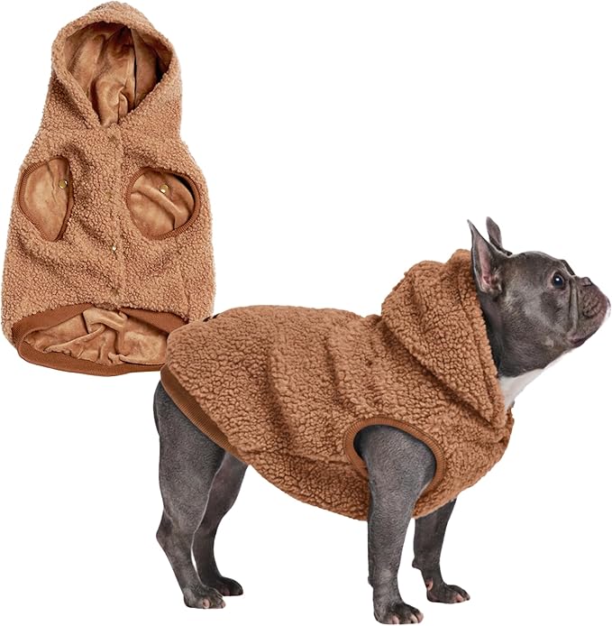 Spark Paws Teddy Dog Sweater, Sherpa Vest with Warm Fleece Lining, Winter Coat Suitable for Small Medium Large XL XXL Breeds - Brown - XL