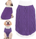 Small Dog Sweaters with Leash Hole Turtleneck Dog Sweaters Knitwear Boys Girls Warm Soft and High Stretch Pet Clothes for Fall Winter，Pet Shirts for Kitten Puppy Purple Large