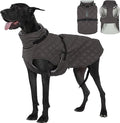 Kuoser Dog Coat Warm Fleece Lining Turtleneck Dog Jacket with Harness Built-in, Adjustable Windproof Cold Weather Coats with Quick Release Buckle Pet Winter Snowsuit for Extra Large Dogs, Grey 3XL