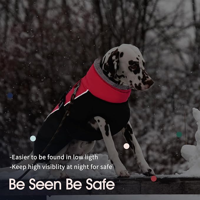 IECOii Extra Warm Dog Coat - Reflective Jacket with Fleece Turtleneck for Cold Weather - Soft Winter Coat for Small to Extra Large Dogs