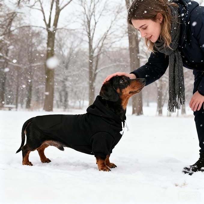 KOOLTAIL Dachshund Dog Hoodie - Soft and Warm Dogs Hoodie Sweater with Leash Hole and Pocket, Pet Winter Coat, Cold Weather Clothes Sweatshirt for Small Medium Large Dogs Puppy Cat Boys Girls S