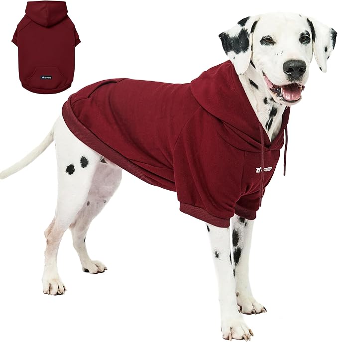 Tuff Pupper Dog Hoodie | Premium Quality 100% Organic Cotton | Ultra Soft Interior for Superior Comfort | Elastic Cuffs & Drawstring for Warmth | Stretch Fit Suitable for All Breeds (Red, XL)