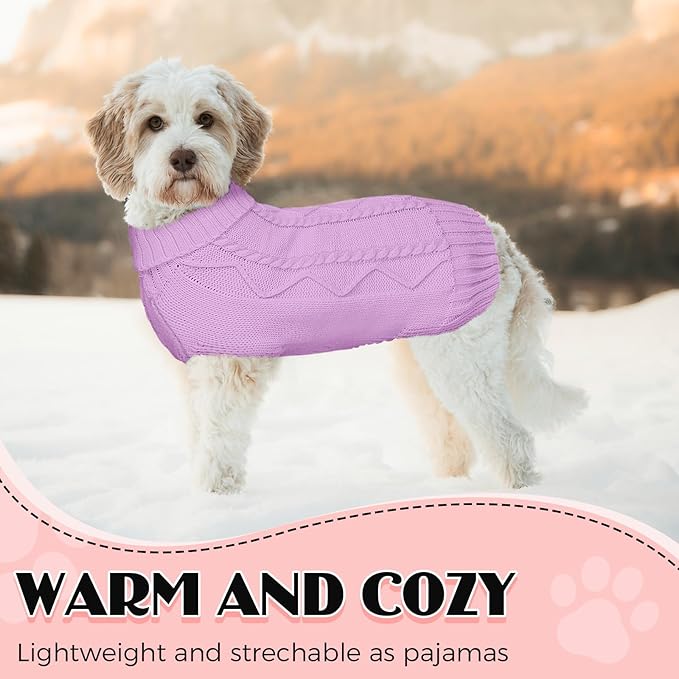 Dog Sweaters for Small Medium Large Dogs Girl, Soft Warm Turtleneck Pup Dogs Shirt, Double Knitting Collar for Outdoor Playing, Warm Dog Clothes (S,Purple)