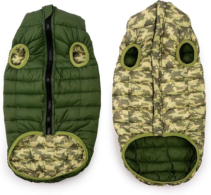 Winchester Pet Premium Reversible Dog Puffer Vest, Green, Medium