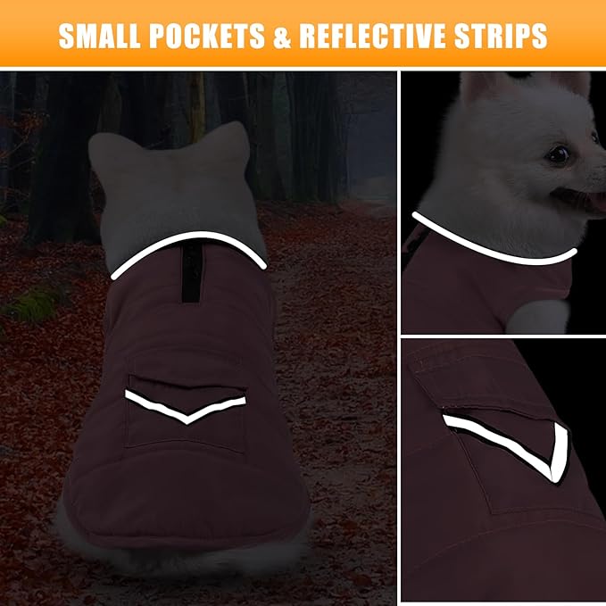 iBuddy Dog Winter Coats with Fleece Vest,Waterproof Warm Dog Snow Jacket Windproof, Reflective Adjustable Pet Dogs Cold Winter Coat for Dogs Girl Boy