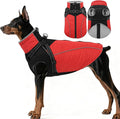 ASENKU Reflective Dog Coat with Built-in Harness, Windproof Fleece-Lined Dog Jacket for Small, Medium, Large Dogs, Warm Winter Vest with Turtleneck & Zipper (Red 3XL)