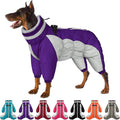 SUNFURA Full Body Dog Coat - Warm Fleece Jacket for Large Dogs, Turtleneck Winter Coats with Harness, Reflective Dog Snowsuit Windproof Puffer Jackets with Legs for Weimaraner, Purple XL