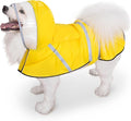 Dog Raincoat, Adjustable Rain Jacket with Hooded Double Layer for Large Medium Small Dogs Puppies, Lightweight Waterproof Rain Coat Poncho with Reflective Stripe Yellow,S