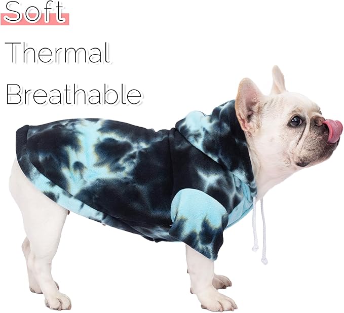 Dog Hoodie Tie Dye Dog Sweatshirt Chic Winter Clothes Ultra-Soft Warm Sweaters for Small Medium Dogs Fashion Pet Clothes for Dogs (Blue/Black/Grey, XL (Back: 16.92",Chest: 21.65", Neck: 18.89"))