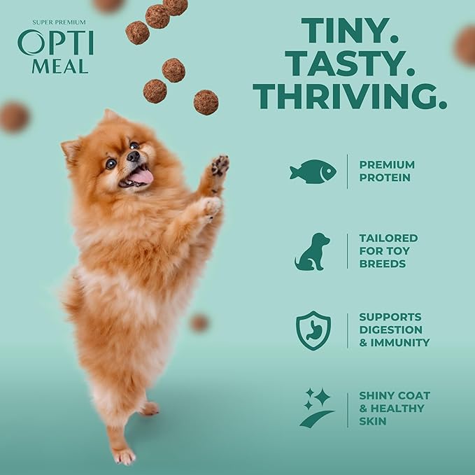 Optimeal Puppy Toy Breed Dog Food - Premium Dry Recipe for Small and Toy Breed Puppies - Skin and Digestive Support (8.8 lbs, Lamb & Rice)