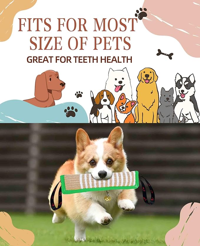 Clysoru Dog Tug Toy Dog Tough Jute Bite Pillow Lasting Training Equipment Puppy to Large Dogs Interactive Toy for Large and Small