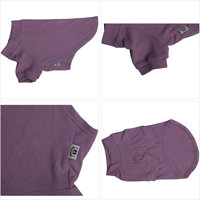 Lovelonglong Ribbed Dog T-Shirt Cotton Knitted Dog Sweaters for All Season Pet T-Shirts for Large Medium Small Dogs Taro Purple L