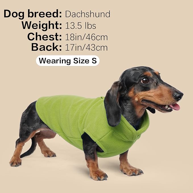 FUAMEY Dog Fleece Vest for Medium Dogs,Warm Stretchy Dog Sweatshirts Pullover with Leash Hole Dogs Sweater Soft Pet Turtleneck Cozy Pet Vest Lightweight Sleeveless Green M