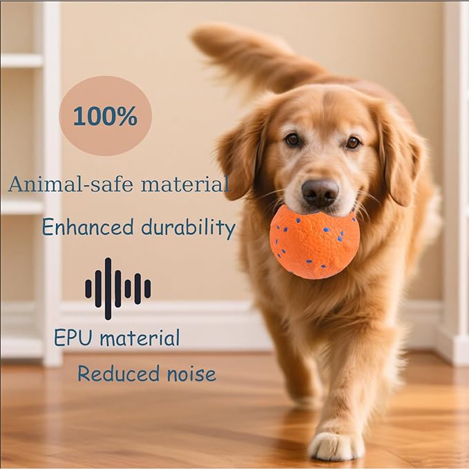 2025 Upgraded Interactive Dog Toys for Aggressive Chewers,E-TPU Interactive Dog Balls Moving Dog Toys to Keep Them Busy,Dog Chew Toys for Dogs,Automatic Rolling Activated Dog Toy Ball Pet Supplies