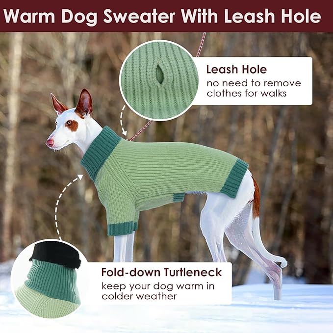 XXXL Dog Sweater, Stretchy Turtleneck Sweaters for Large Dogs Male Female, Soft Dog Pullover Sweater with Leash Hole, Pet Christmas Clothes Holiday for Husky, Golden Retriever, Doberman, Green 3XL