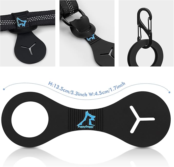 PuppyDoggy Dog Poop Bag Holder for Leash Waste Bag Carrier Dog Poop Bag Dispenser for Walking Running Bicycle Accessory 2 Pieces (Black + Blue)