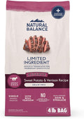 Natural Balance Limited Ingredient Adult Grain-Free Dry Dog Food, Reserve Sweet Potato & Venison Recipe, 4 Pound (Pack of 1)