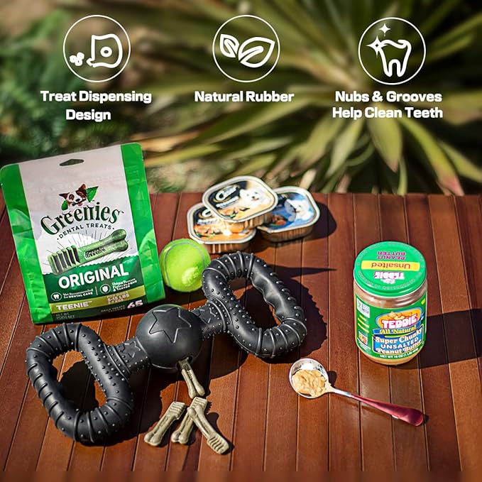 Natural Rubber Dog Toys for Medium Aggressive Chewers - Lifetime Replacement - Tough Tug War Dog Toy for Medium Dogs Tooth Clean, Black