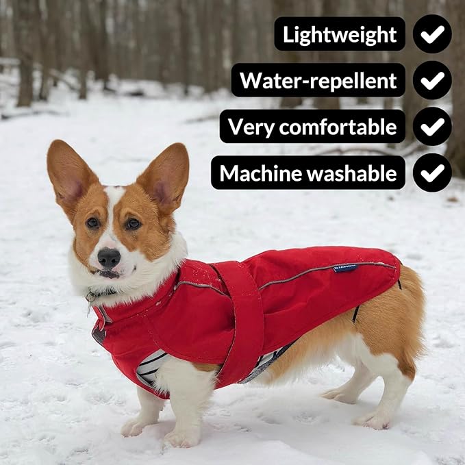 DJANGO Dog Jacket & Raincoat – Lightweight Water-Resistant Coat for Small, Medium, Long Dogs, Dachshunds – Reflective, Adjustable Fit, Harness-Compatible Easy-Access Harness Hole - Lilac Purple Medium