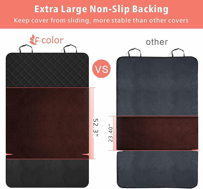 F-color SUV Cargo Liner for Dogs, Water Resistant Pet Cargo Cover Dog Seat Cover Mat for SUVs Sedans Vans with Bumper Flap Protector, Non-Slip, Large Size Universal Fit, Paw Print