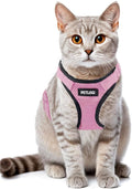 Cat Harness Escape Proof with Leash for Walking, Travel Vest Soft Chest Support, Adjustable Size, Escape Proof Soft Adjustable Vest Harnesses, Breathable, Kittens, Small Dogs (美/背縄/粉1/S)