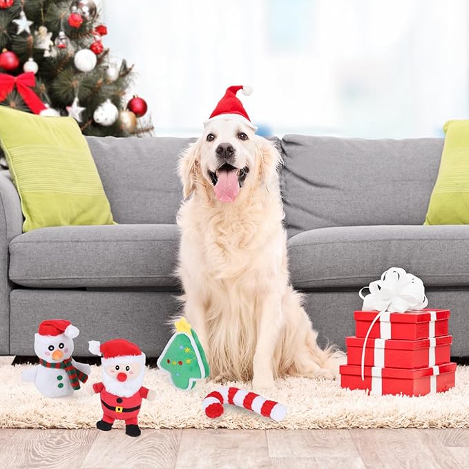 Squeaky Dog Toys Durable Push Puppy Toys for Chewing Interactive with Crinkle Paper for Small Medium Dogs