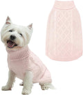 Mihachi Turtleneck Dog Sweater - Winter Coat Apparel Classic Cable Knit Clothes with Leash Hole for Cold Weather, Ideal Gift for Pet in New Year Rosy Small/Medium