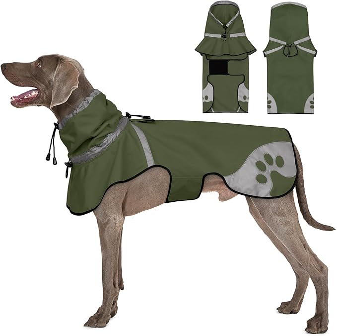 Dog Raincoat for Medium Dogs,Dog Rain Jacket Waterproof,for Adventures, Walking, Hunting（M,Dark Green）