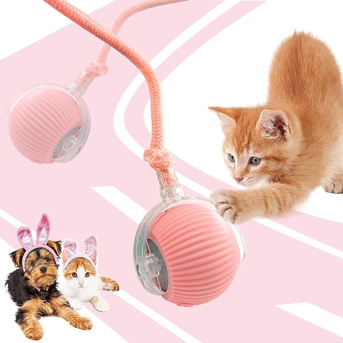 2025 New Electric Dog Ball Toy,360° Smart Automatic Interactive Rolling Ball, Smart Pet Toy,Interactive Dog Toys,Gift for Kids（Pink）