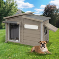 Large Outdoor Wooden Dog House, Weatherproof Dog Houses with Adjustable Vent Windows, Alloy Chew-Resistant Frame, Removable Floor for Medium & Large Dogs, (34" L x 22" W x 25.9" H)