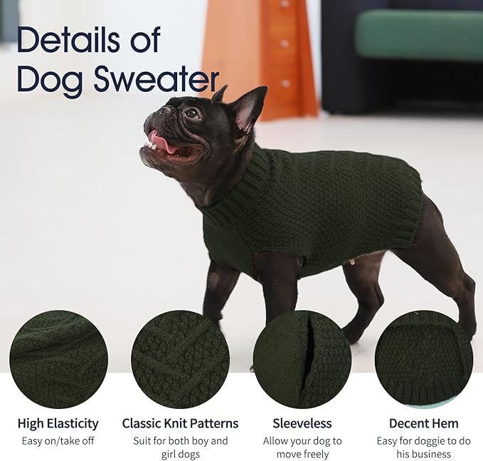 IECOii Extra Large Dog Sweater,XXXL Dog Sweater for Large Dogs Girl Boy,Xmas Dog Apparels Holiday Dog Sweater Large,Warm Dog Christmas Clothing Big Dog Sweaters for Labrador,Husky,Army-Green-3XL